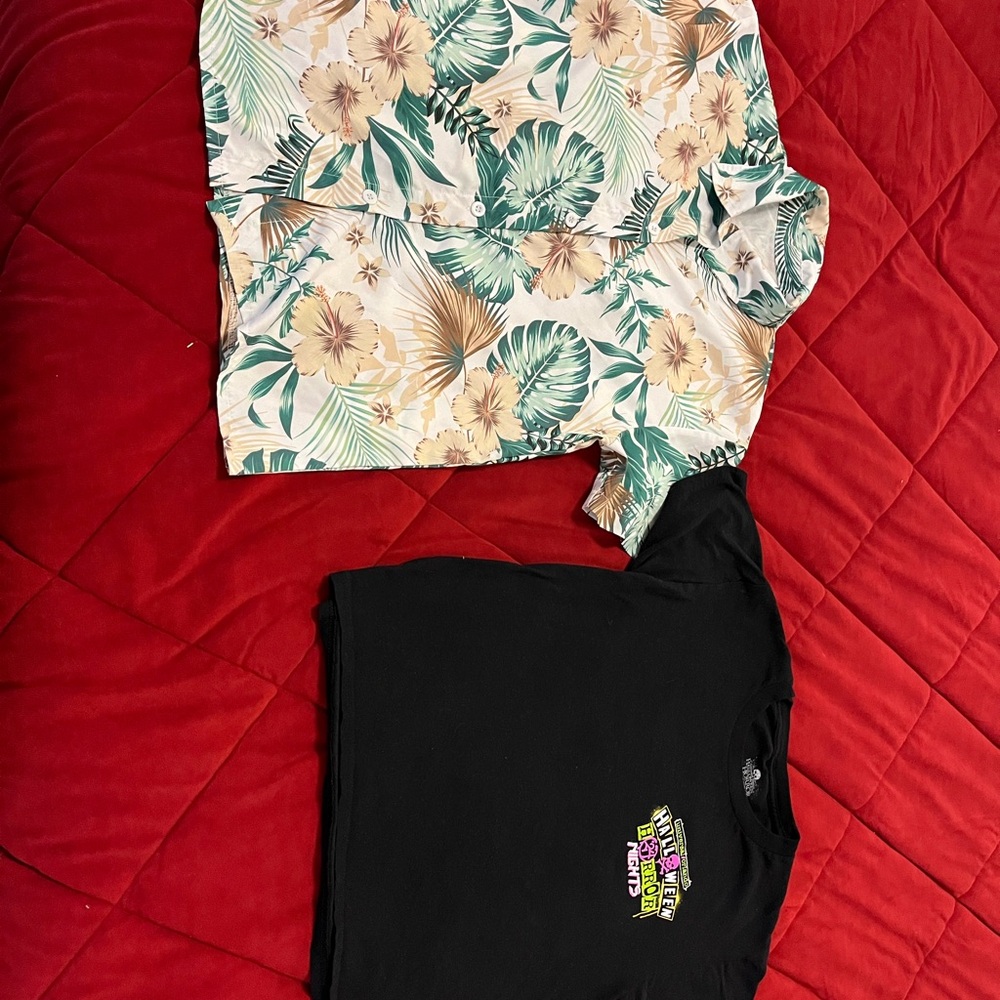 Floral Button-Up Shirt and Black Graphic Tee